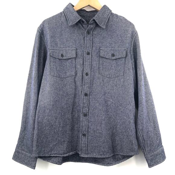 SLATE & STONE Heavy Flannel Shirt Jacket Shacket Twill Dark Blue Medium NWOT - Picture 3 of 15